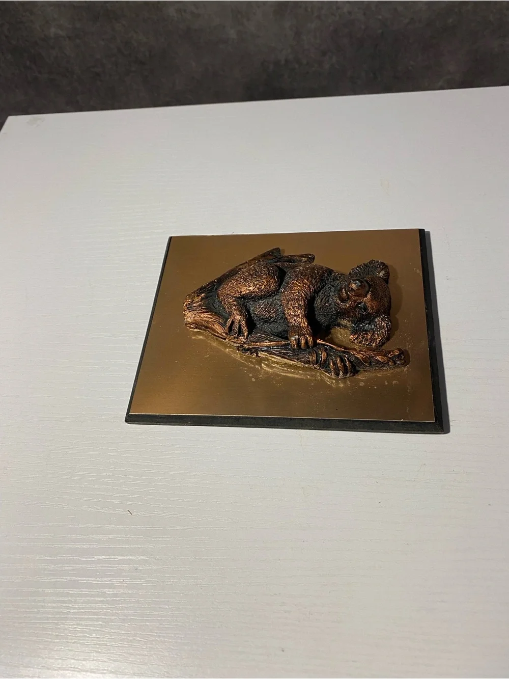 Vintage Bronze Koala Bear Tree Branch Wall Plaque Decor